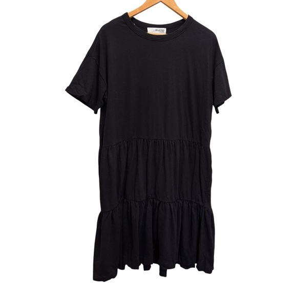 Selected Femme Rylie Tiered Black Dress Size Medium 100% Cotton - Picture 5 of 15